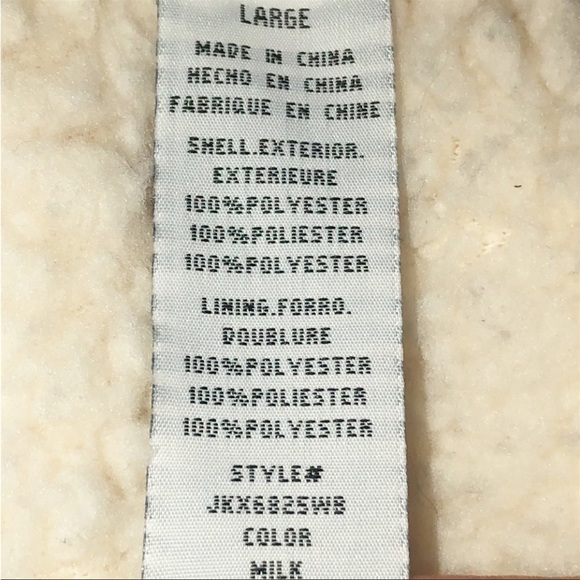 Thread & Supply Milk Cream Soft Shearling Qtr Zip Jacket SzL Pockets Black Trims - Picture 9 of 10